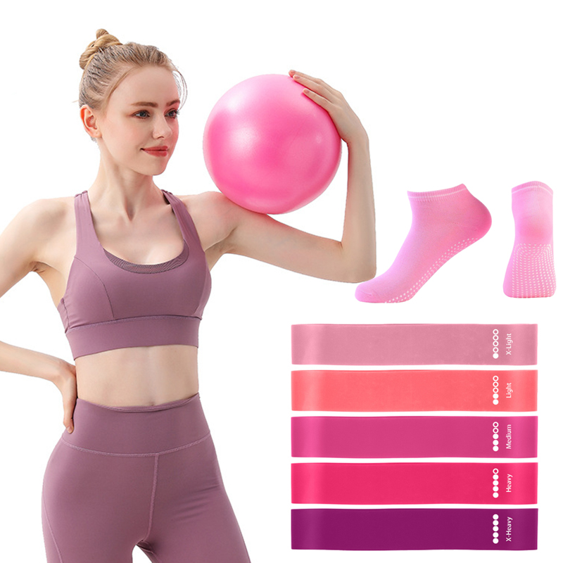 Pilates Yoga Ball Exercises - Pilates Bal Weerstandsbanden Grip Sokken Sets,