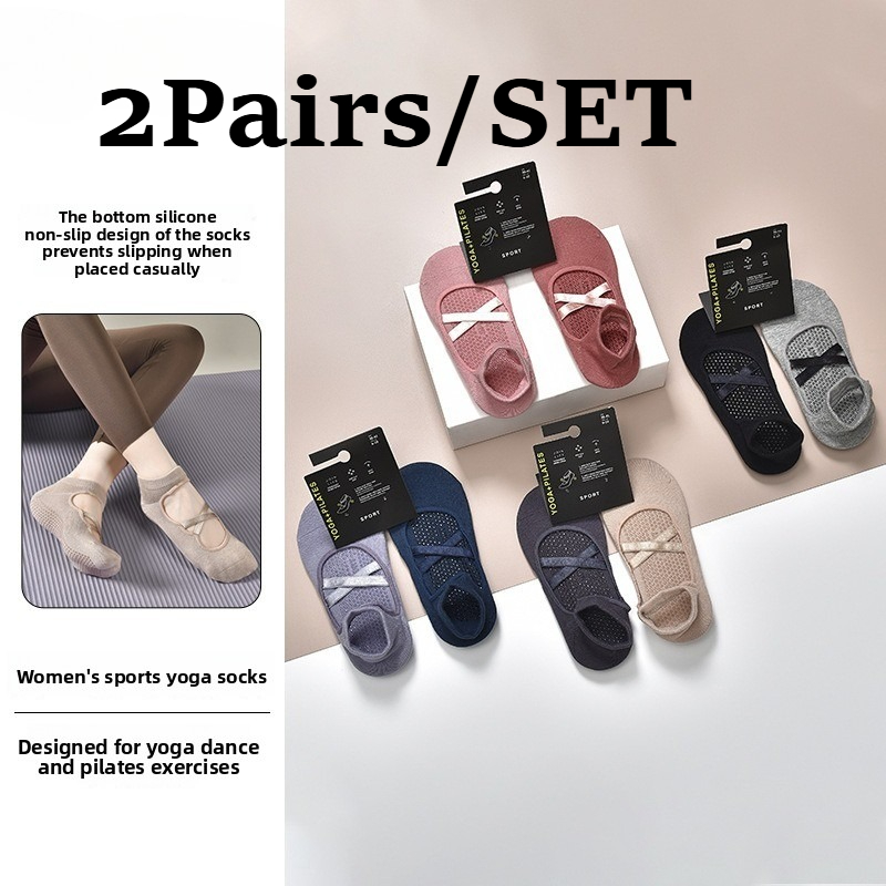 Pilates Yoga Kit - 2 paar ademende katoenen zweetabsorberende yogasokken