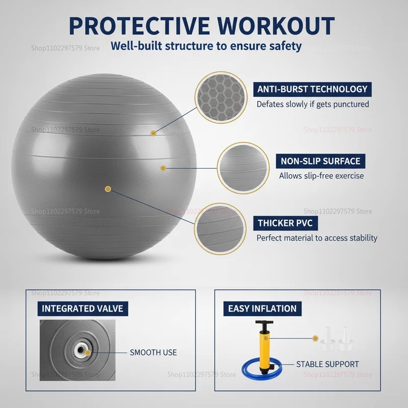 Anti-Burst Yogabal met pomp, v - Pilates Yoga Ball Exercises recensie en prijs
